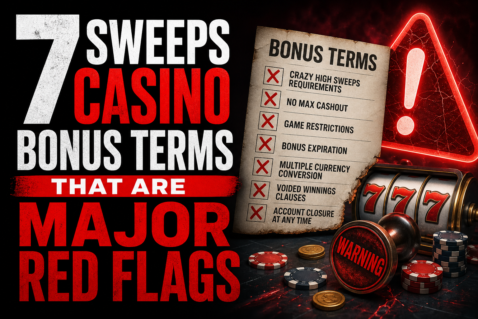 7 Sweeps Casino Bonus Terms That Are Major Red Flags