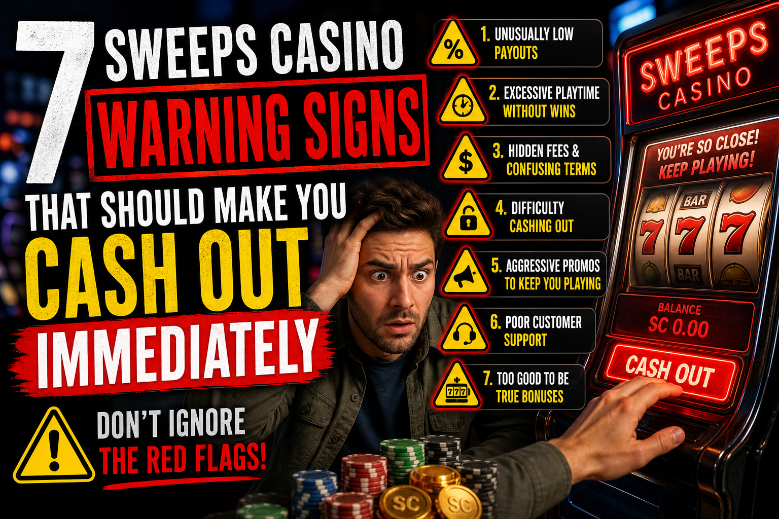 7 Sweeps Casino Warning Signs That Should Make You Cash Out Immediately