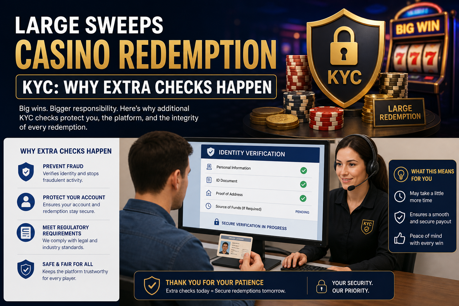 Large Sweeps Casino Redemption KYC: Why Extra Checks Happen