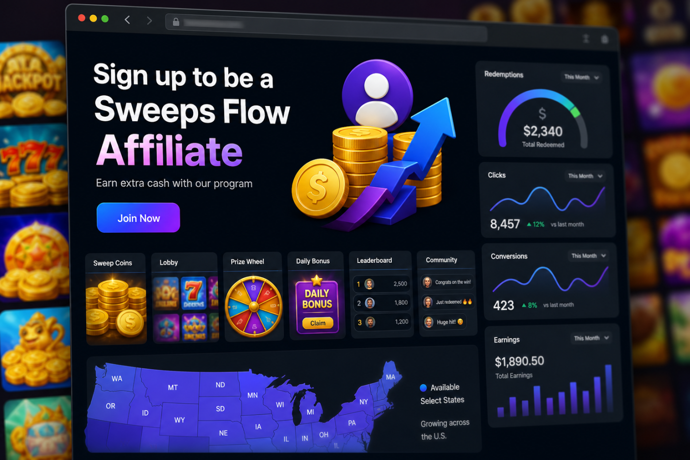 Sign up to be a Sweeps Flow Affiliate